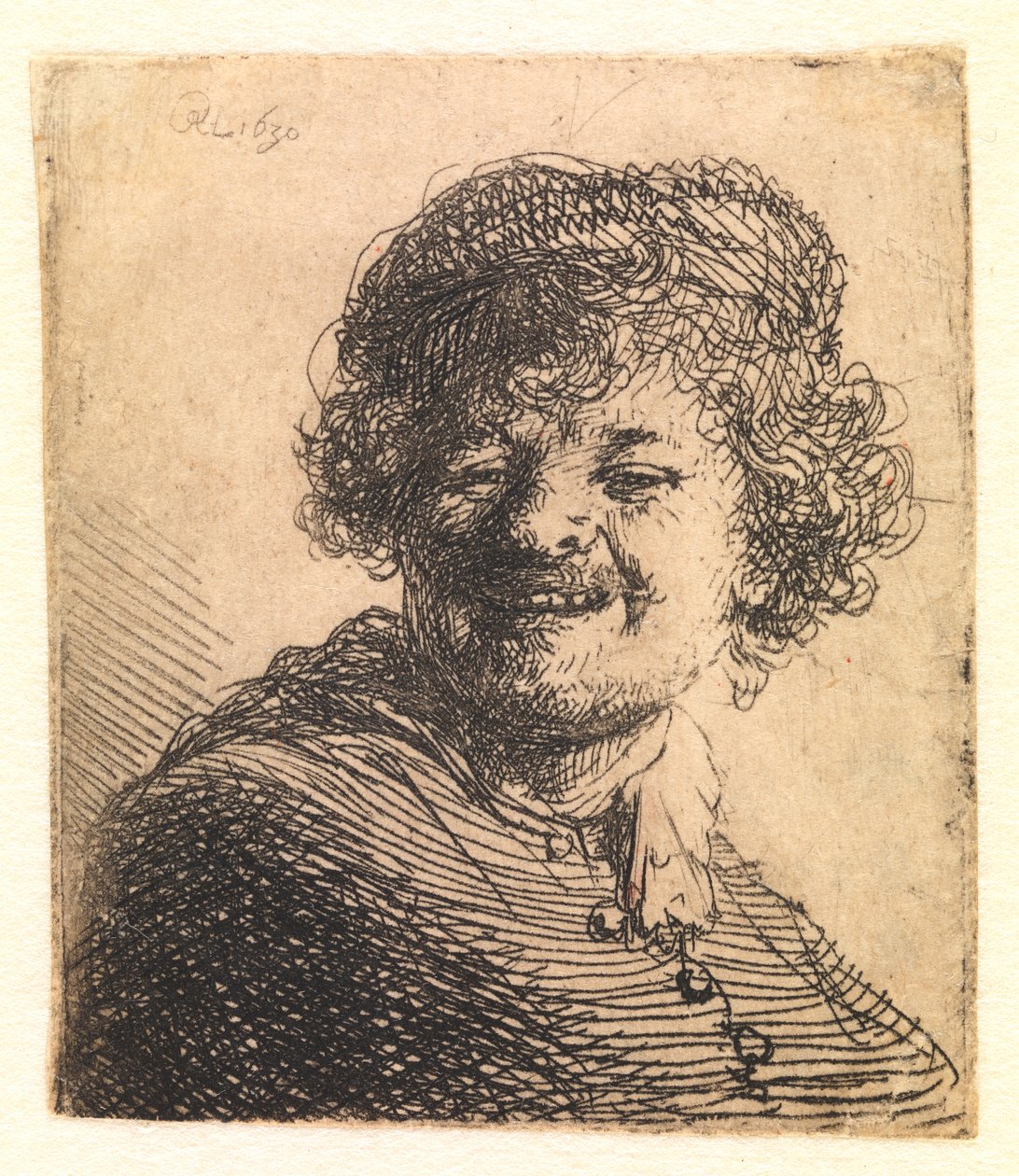 Rembrandt i en kasket, griner: Buste af Rembrandt van Rijn