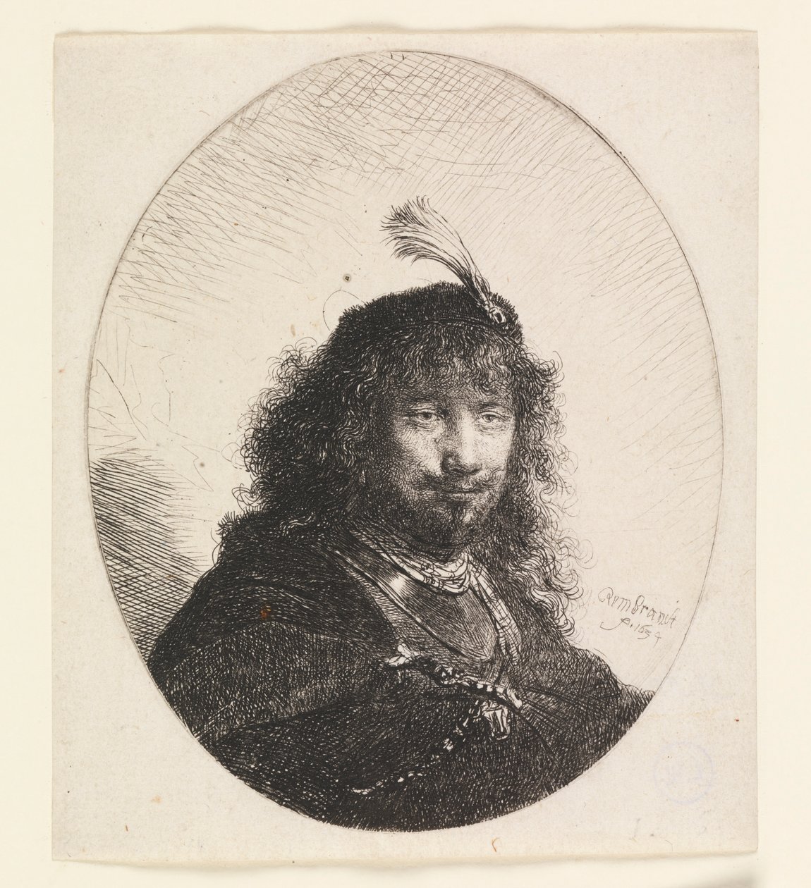 Rembrandt med Plumed Hat og Sænket Sabel af Rembrandt van Rijn