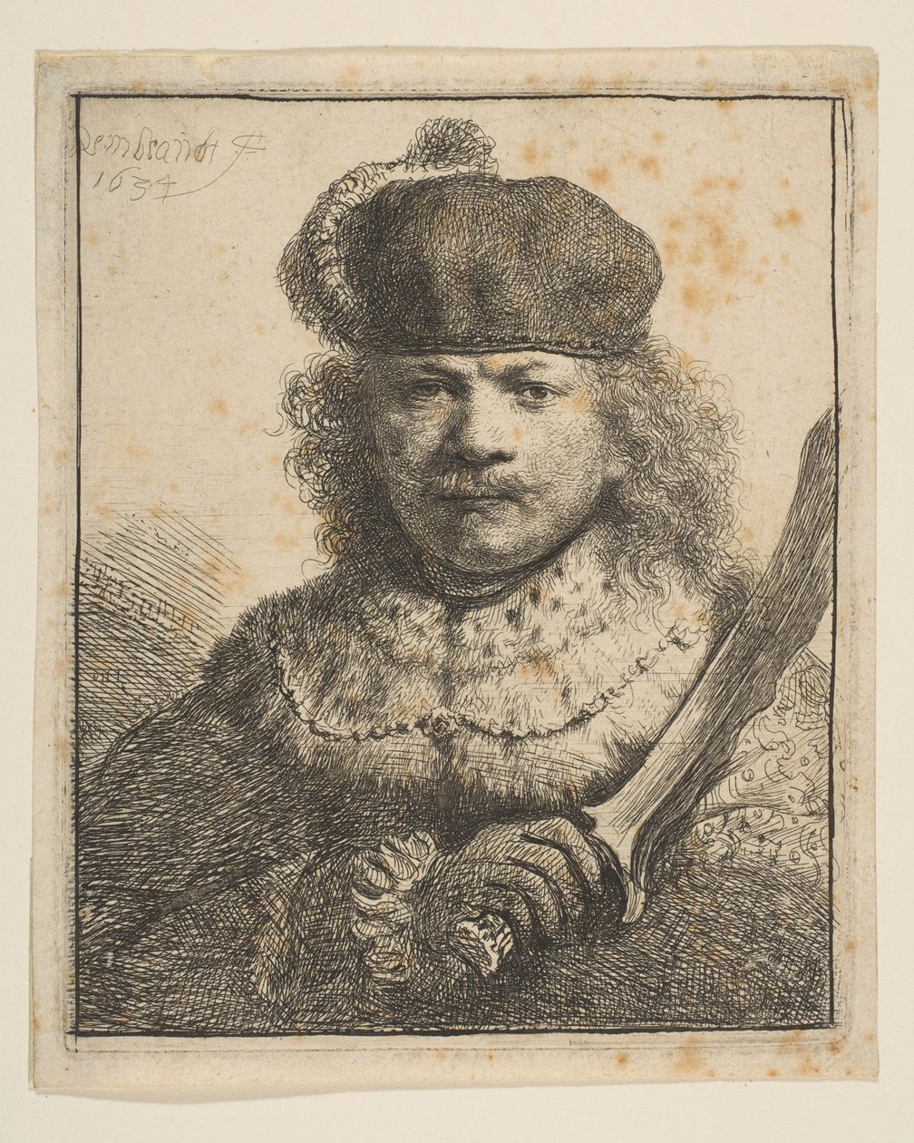 Rembrandt med ophøjet sabel, 1634. af Rembrandt van Rijn