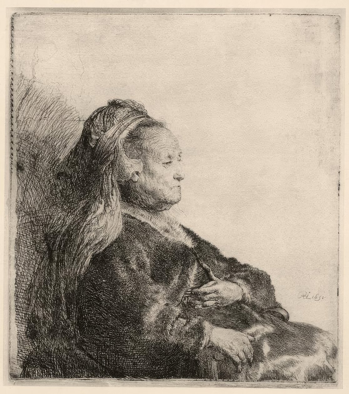 Rembrandts mor, i et orientalsk pandebånd af Rembrandt van Rijn