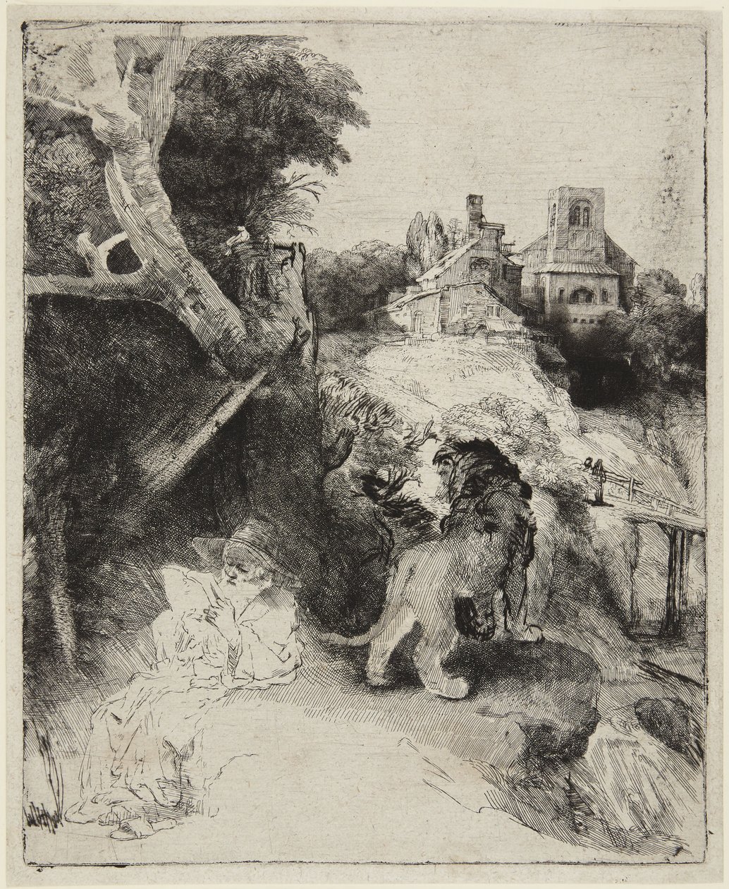 Sankt Hieronymus i et italiensk landskab af Rembrandt van Rijn