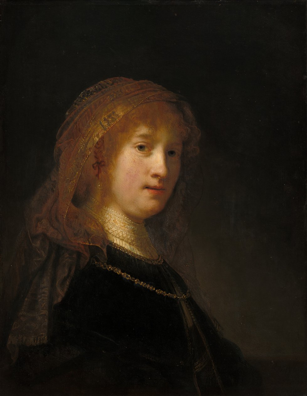 Saskia van Uylenburgh, Kunstnerens Hustru, begyndte sandsynligvis 16341635 og afsluttede 16381640. af Rembrandt van Rijn