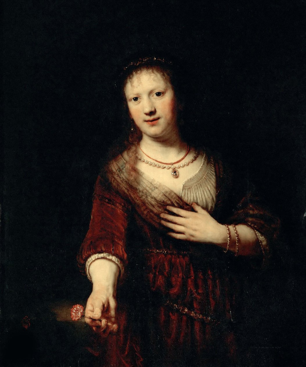 Saskia med den røde blomst, 1641. af Rembrandt van Rijn