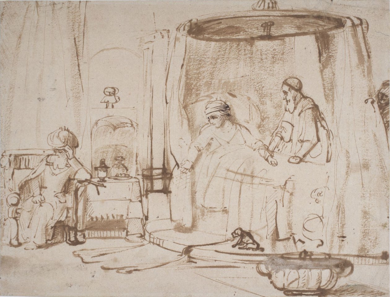 Scene fra fortællingen om Antiochus og Stratonice af Rembrandt van Rijn