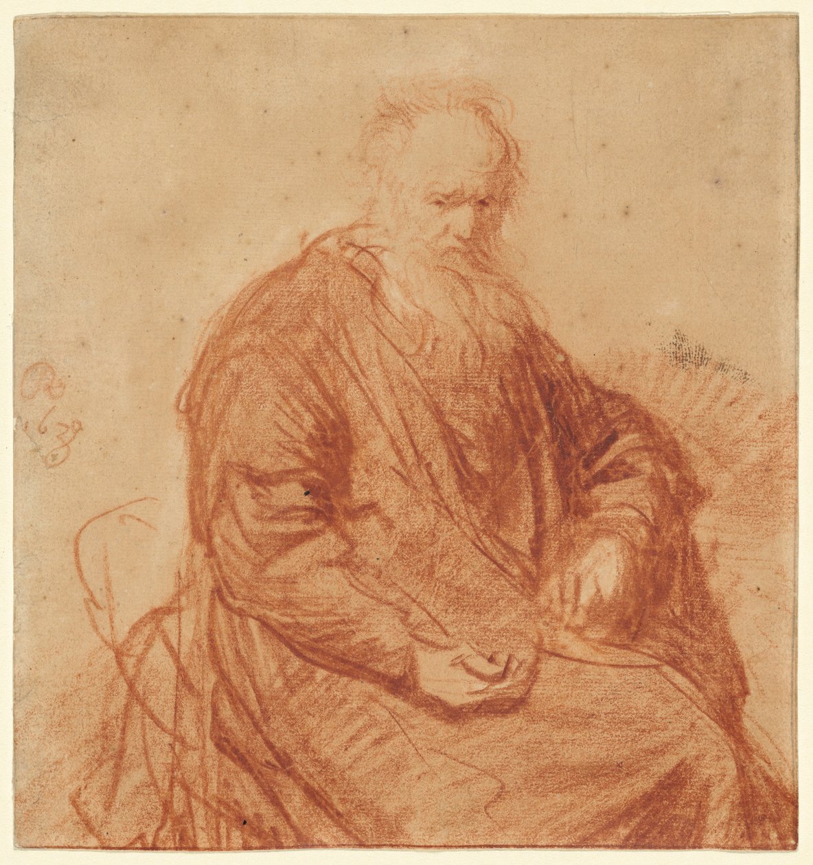 Siddende gammel mand af Rembrandt van Rijn