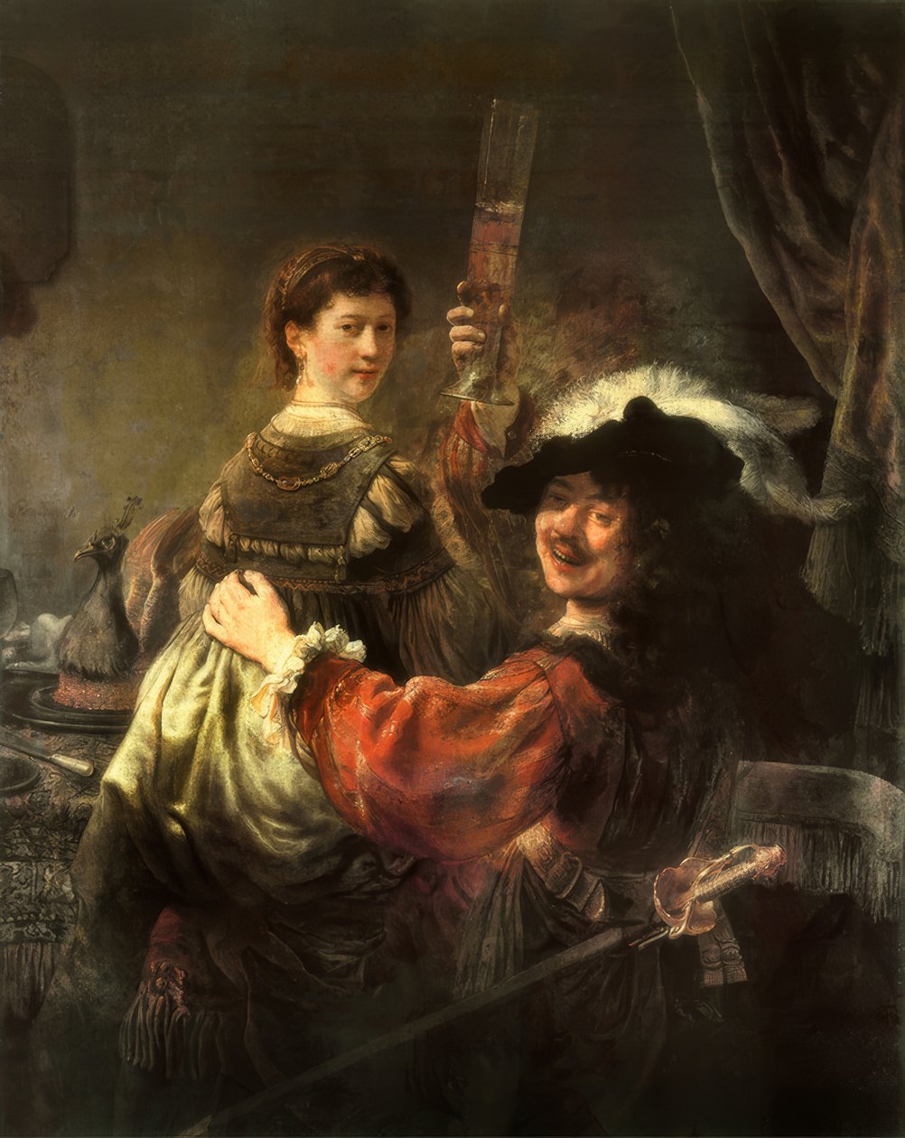 Selvportræt med sin kone Saskia som den fortabte søn af Rembrandt van Rijn