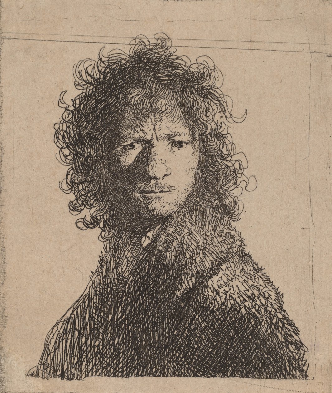 Selvportræt, rynker panden, 1630. af Rembrandt van Rijn