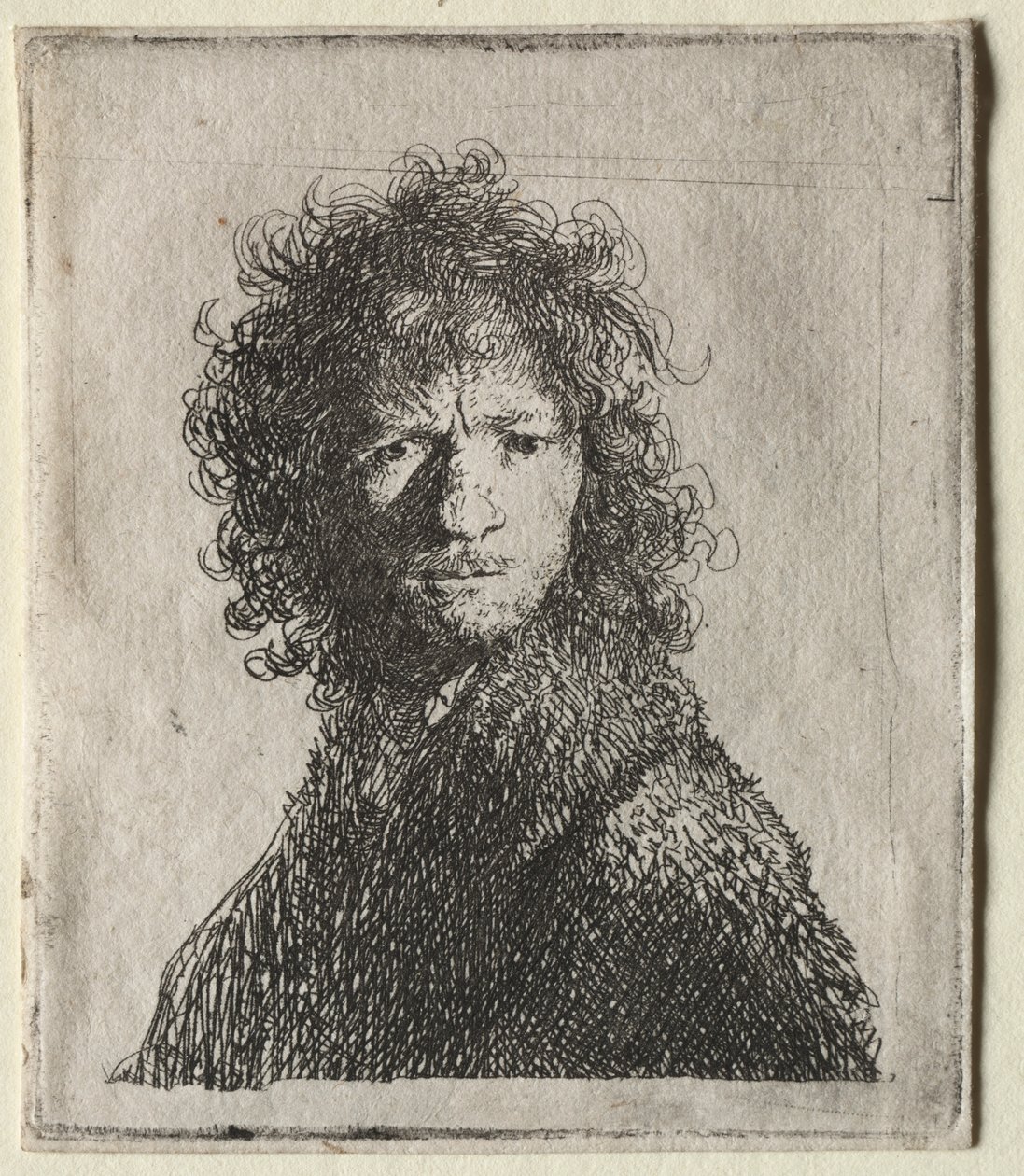 Selvportræt med panderynker: Buste, 1630. af Rembrandt van Rijn
