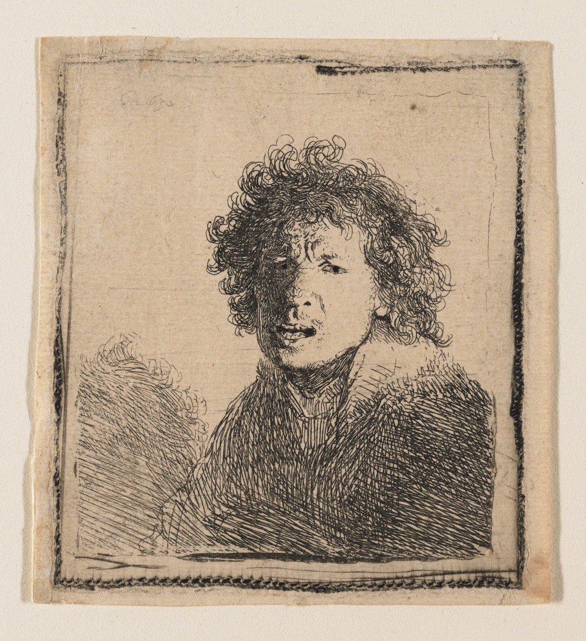 Selvportræt, som om jeg råber af Rembrandt van Rijn