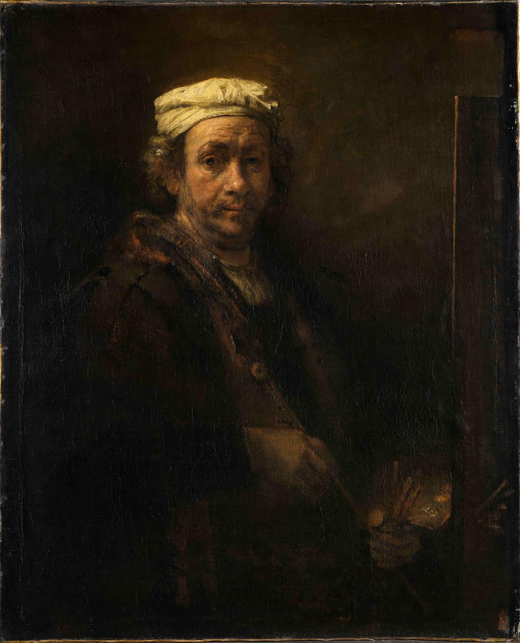 Selvportræt ved staffeli Portræt af kunstneren ved staffeli, 1660. af Rembrandt van Rijn