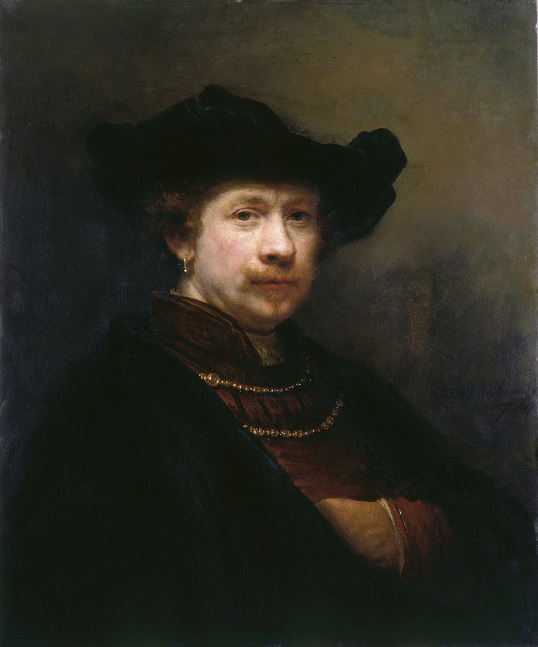 Selvportræt i en flad kasket, 1642. af Rembrandt van Rijn