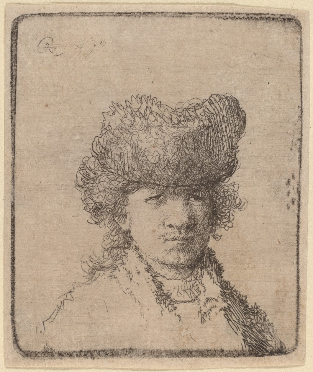 Selvportræt i en pelshue af Rembrandt van Rijn