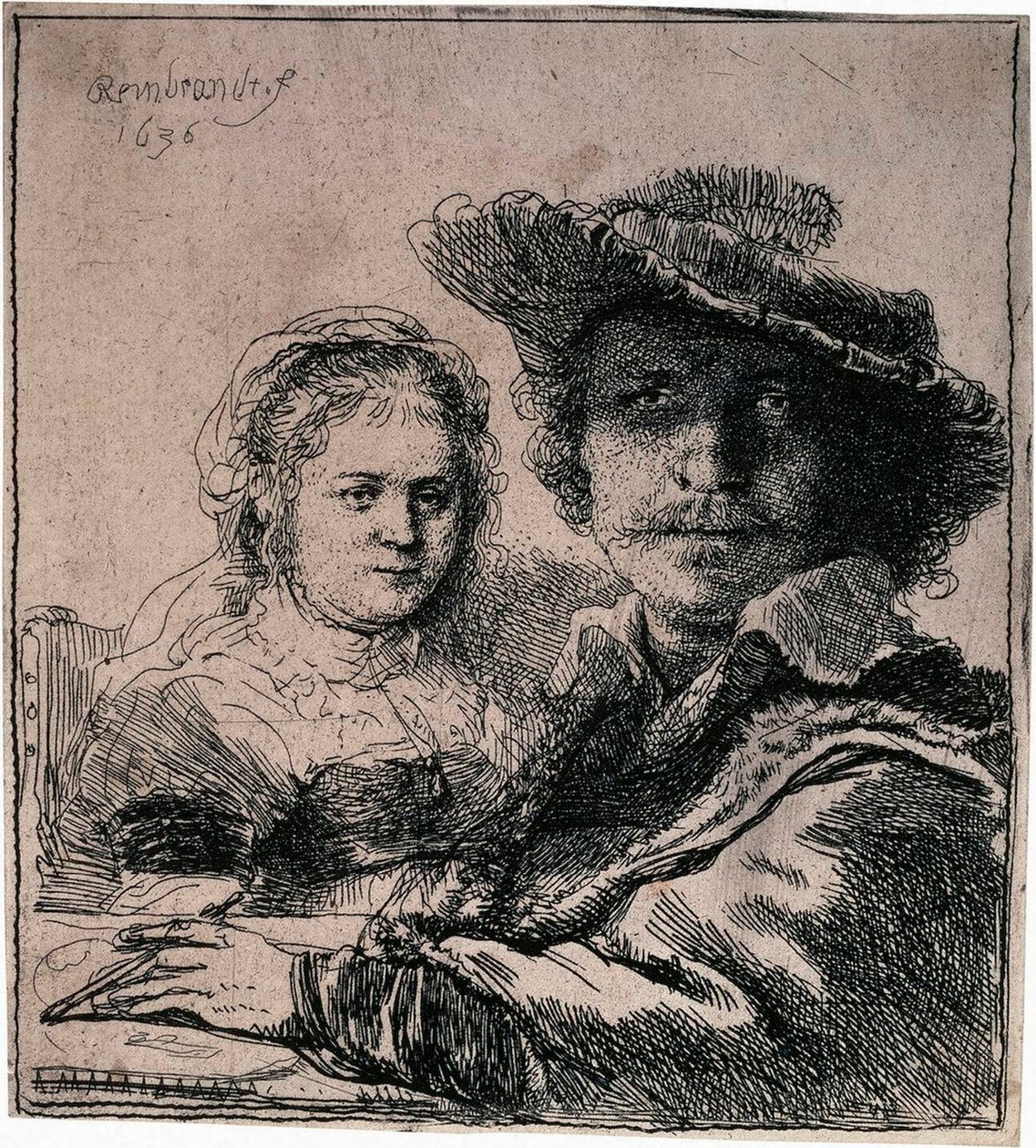 Selvportræt med Saskia, 1636. af Rembrandt van Rijn