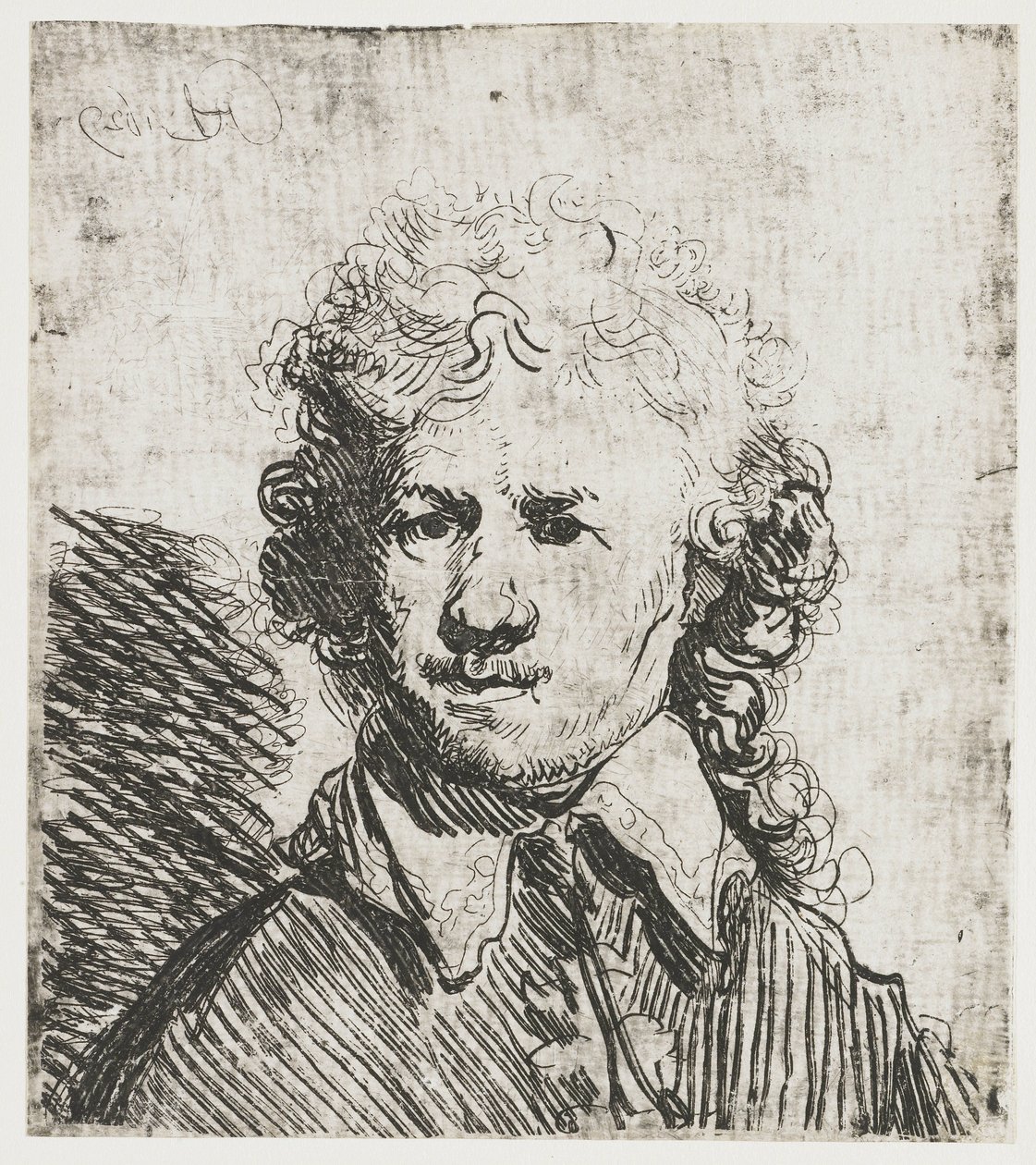 Selvportræt, barhovedet Selvportræt barhovet: buste, groft ætset af Rembrandt van Rijn