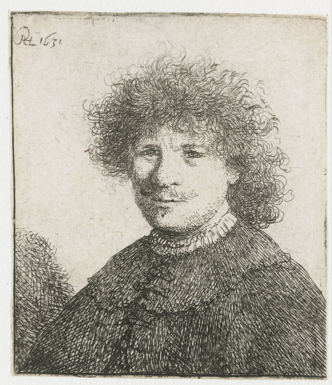 Selvportræt i kappe med faldende krave: buste af Rembrandt van Rijn