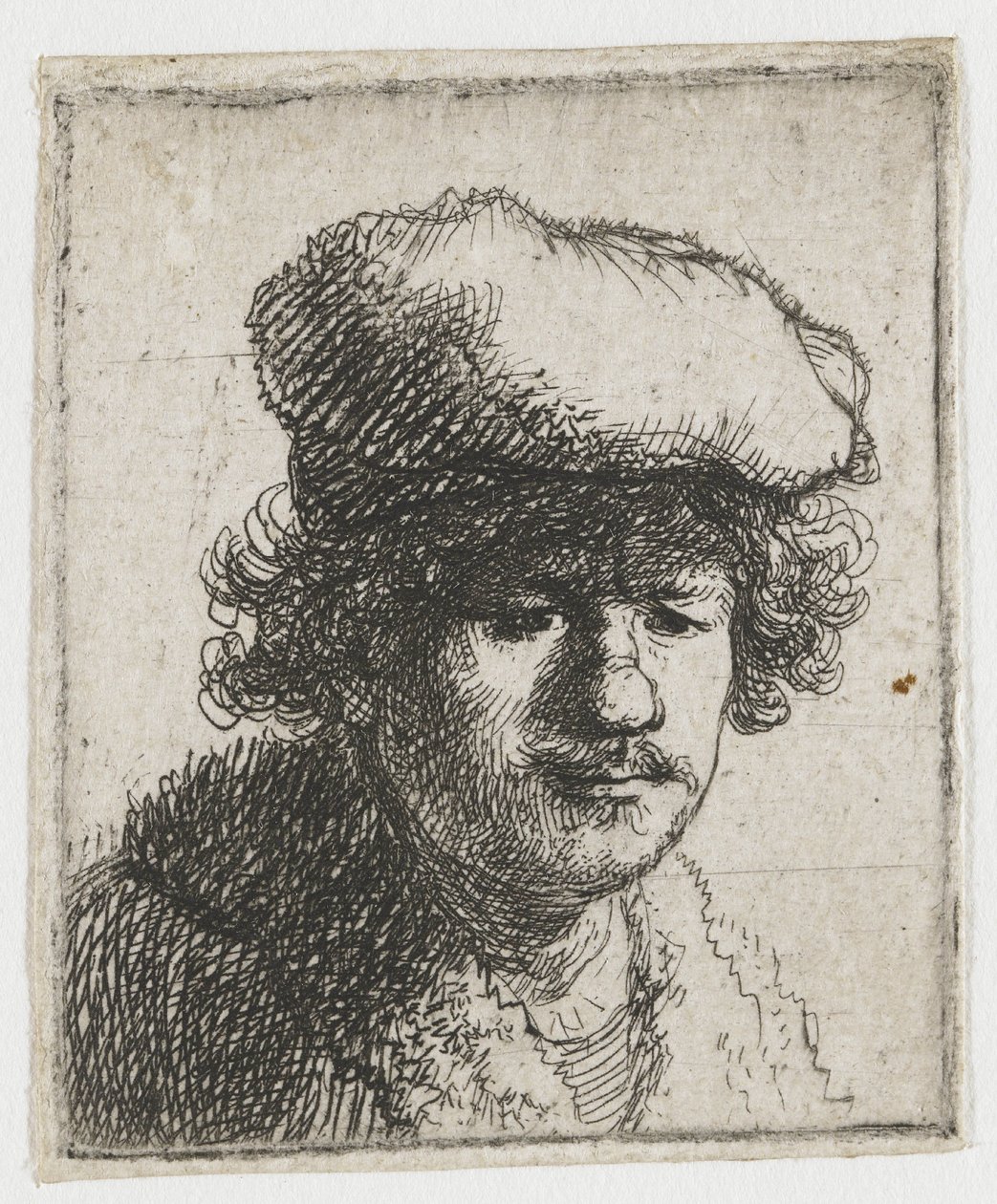 Selvportræt med kasketten trukket frem af Rembrandt van Rijn