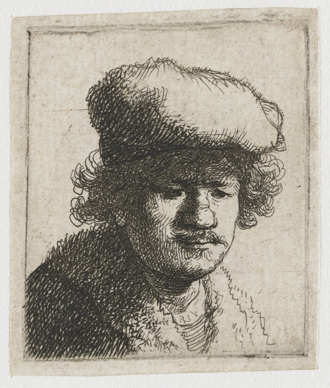 Selvportræt med kasketten trukket frem af Rembrandt van Rijn