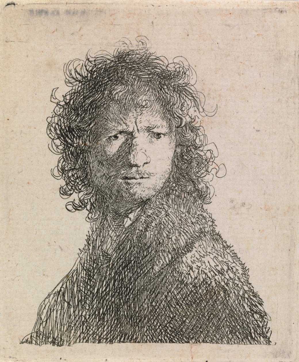 Selvportræt, med rynket pande af Rembrandt van Rijn