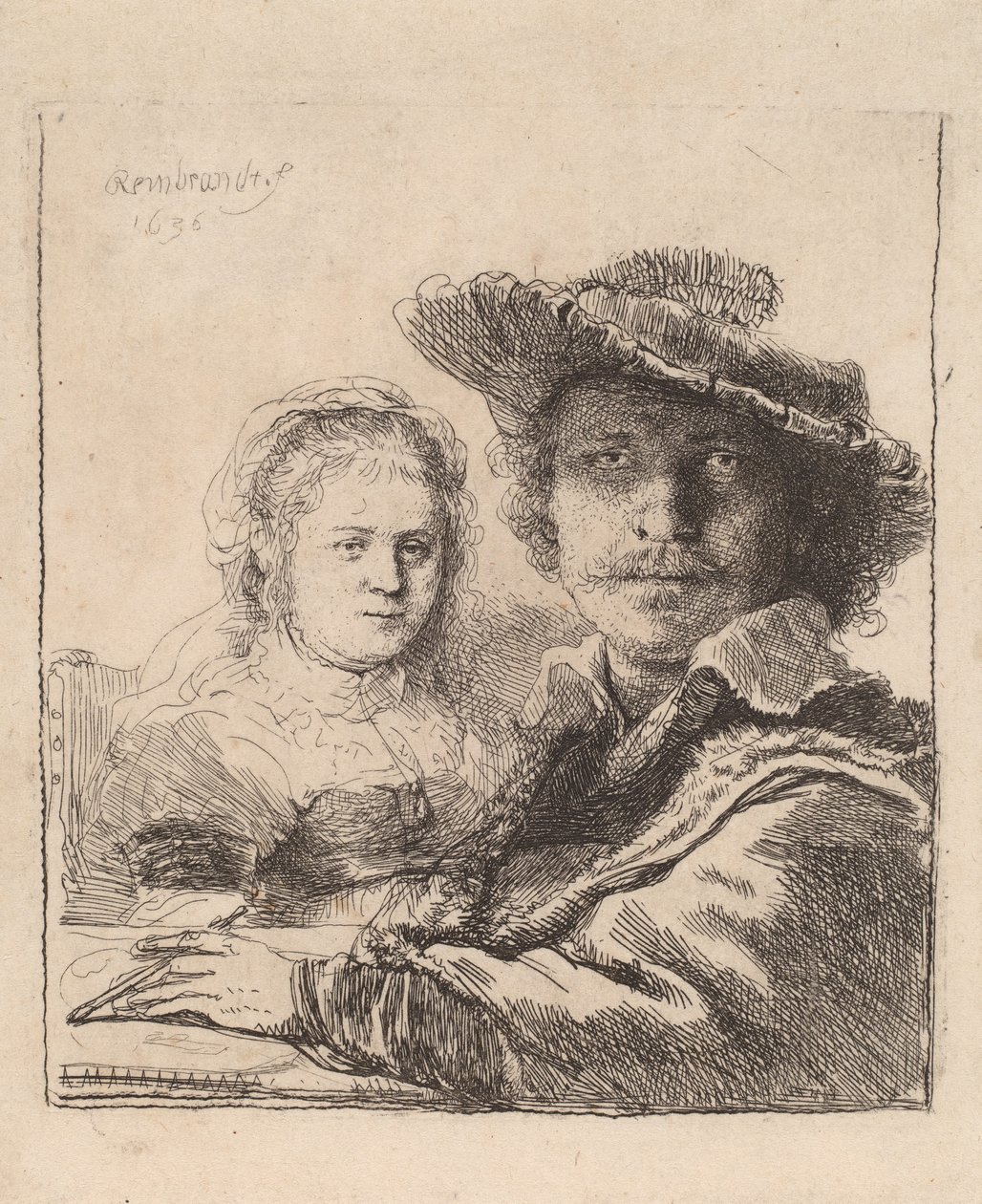 Selvportræt med Saskia, 1636 af Rembrandt van Rijn