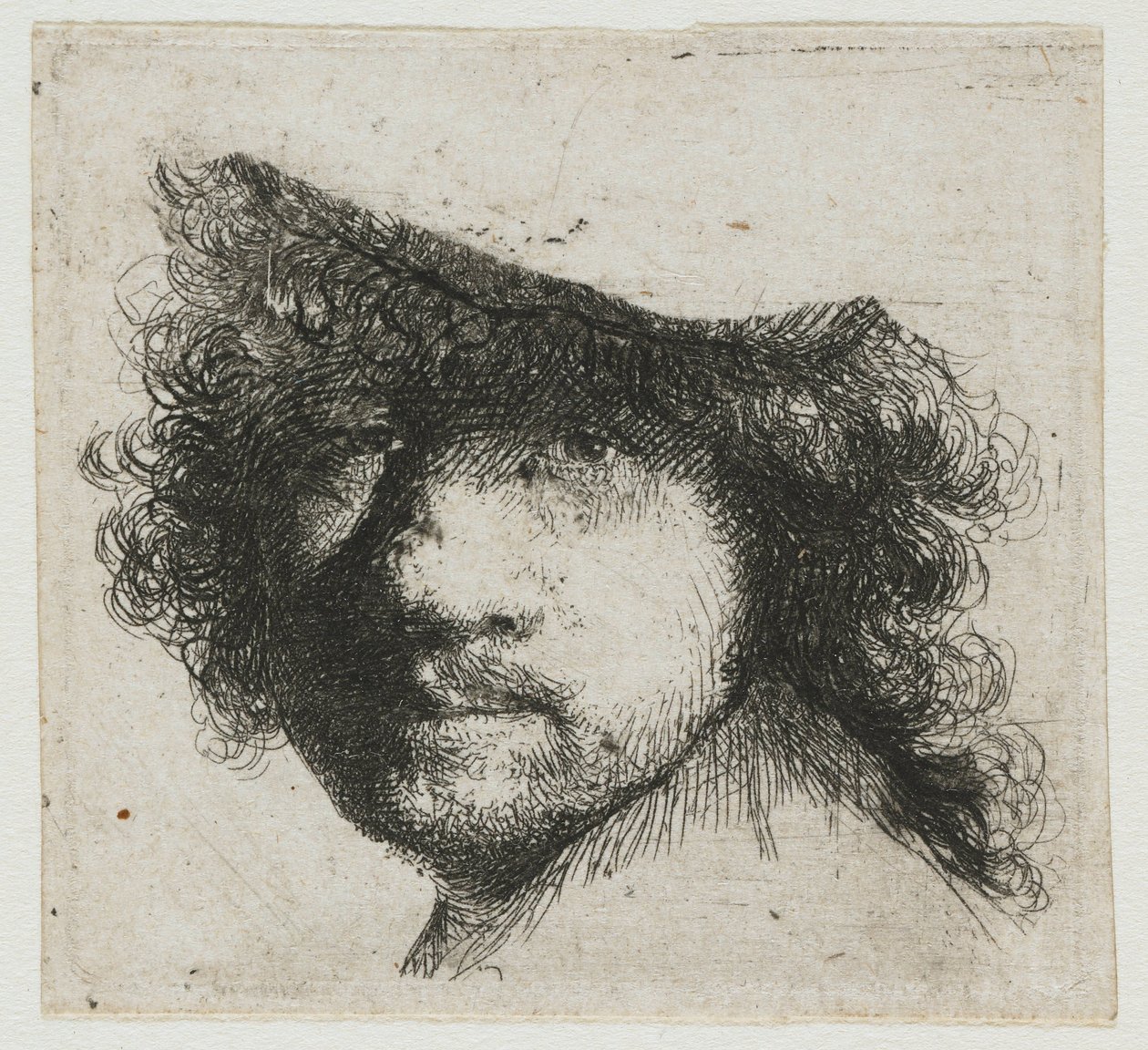 Ark med studier: leder af kunstneren af Rembrandt van Rijn