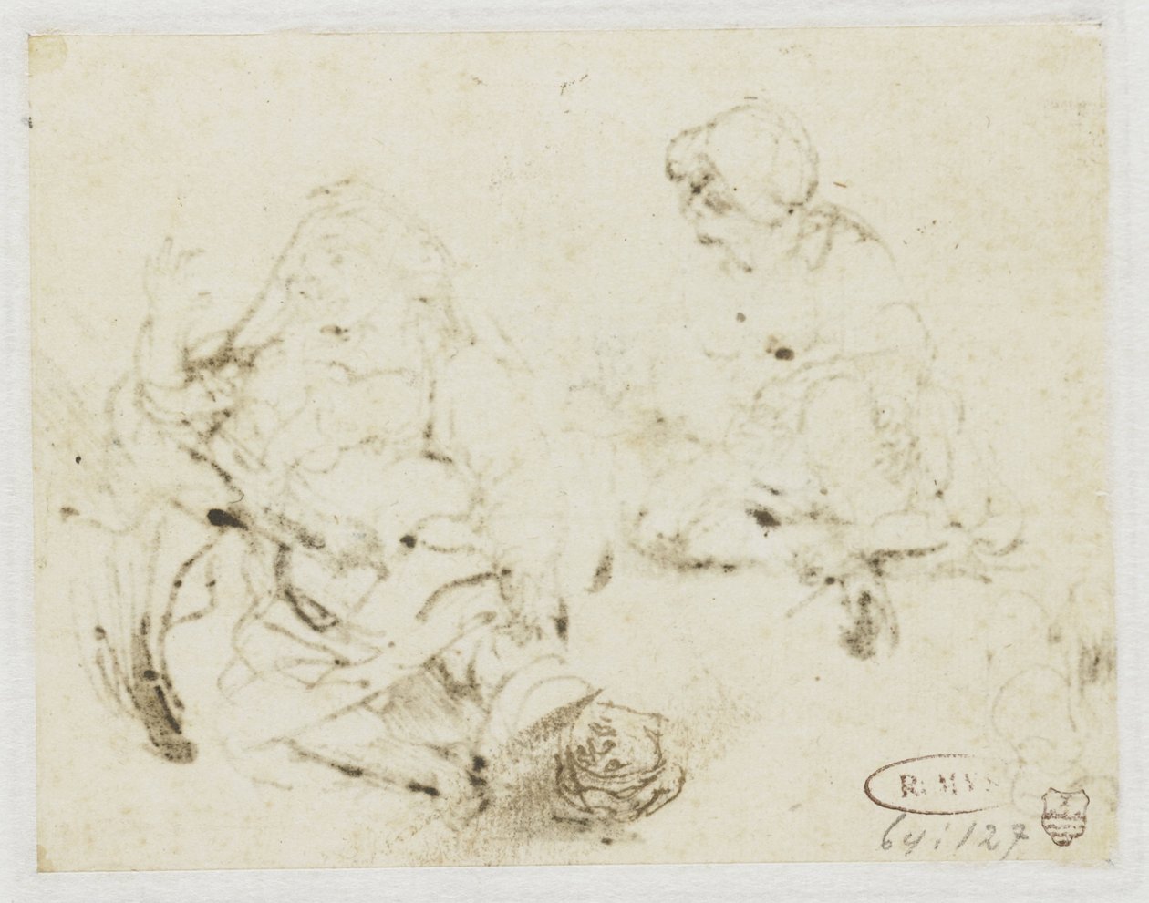 Lille studie af den syge kvindes hoved af Rembrandt van Rijn