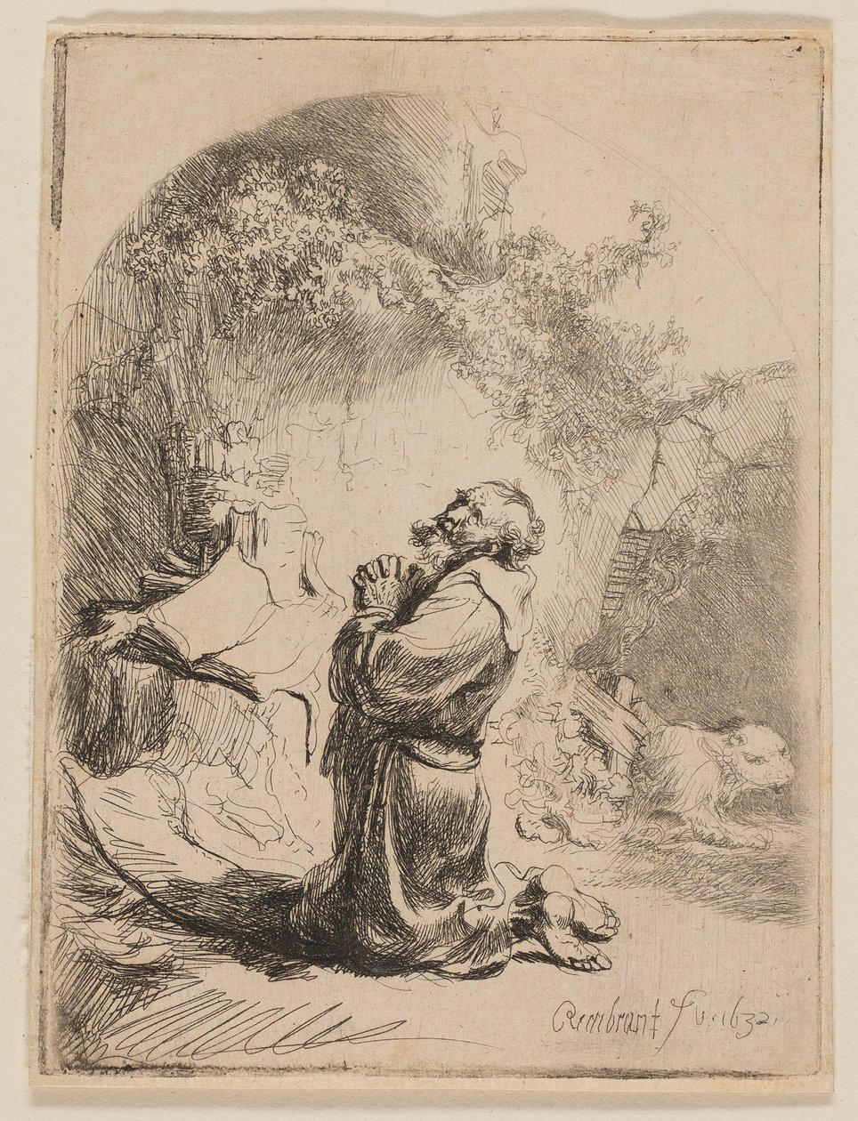 St. Hieronymus beder: Buet af Rembrandt van Rijn