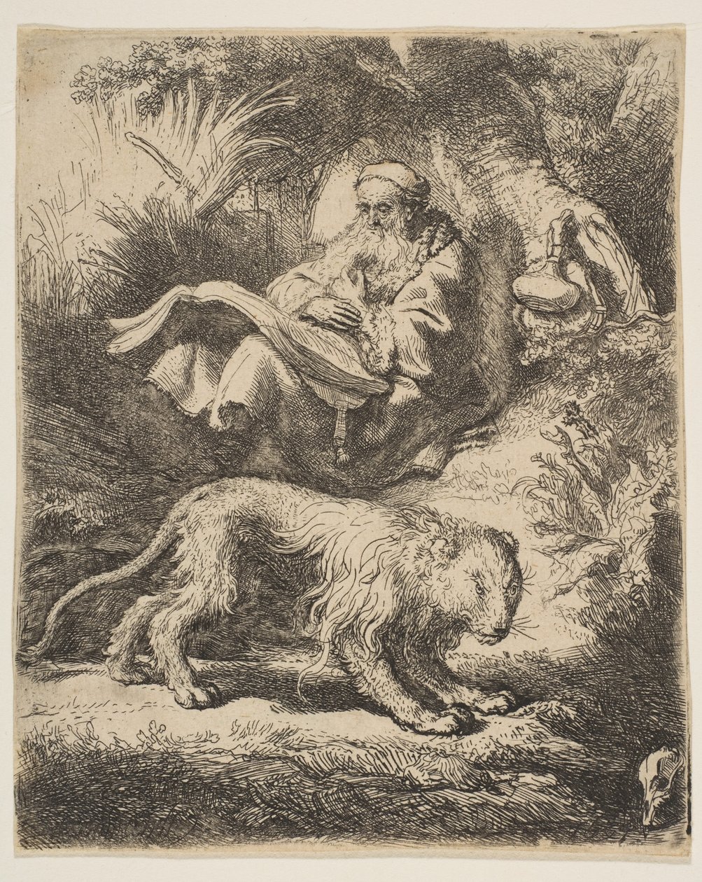 St. Jerome Reading, 1634. af Rembrandt van Rijn