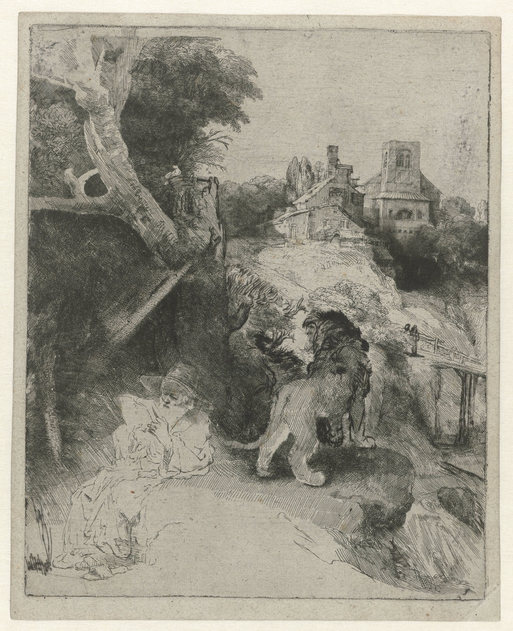 Sankt Jerome læser i et italiensk landskab Sankt Hieronymus læser i et italiensk landskab af Rembrandt van Rijn