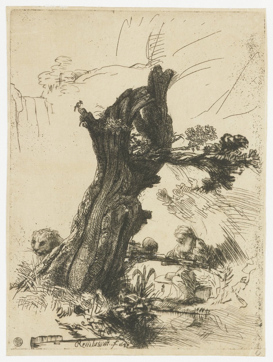 St. Jerome ved siden af en pil af Rembrandt van Rijn