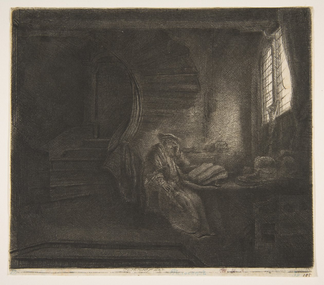 St. Hieronymus i et mørkt kammer, 1642. af Rembrandt van Rijn
