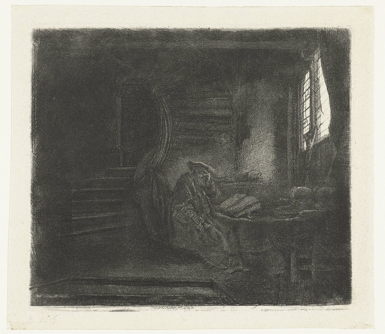 Sankt Jerome i et mørkt kammer af Rembrandt van Rijn