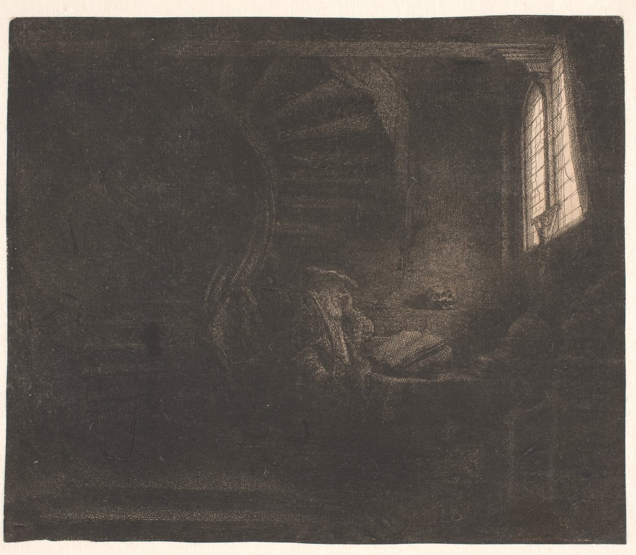 Den hellige Hieronymus i et mørkt kammer af Rembrandt van Rijn