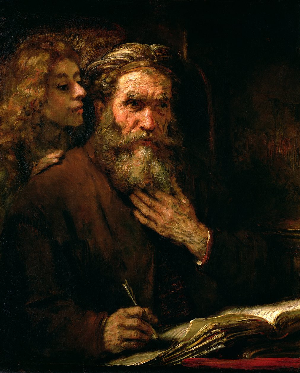 Matthæus og englen, 1655-60 af Rembrandt van Rijn