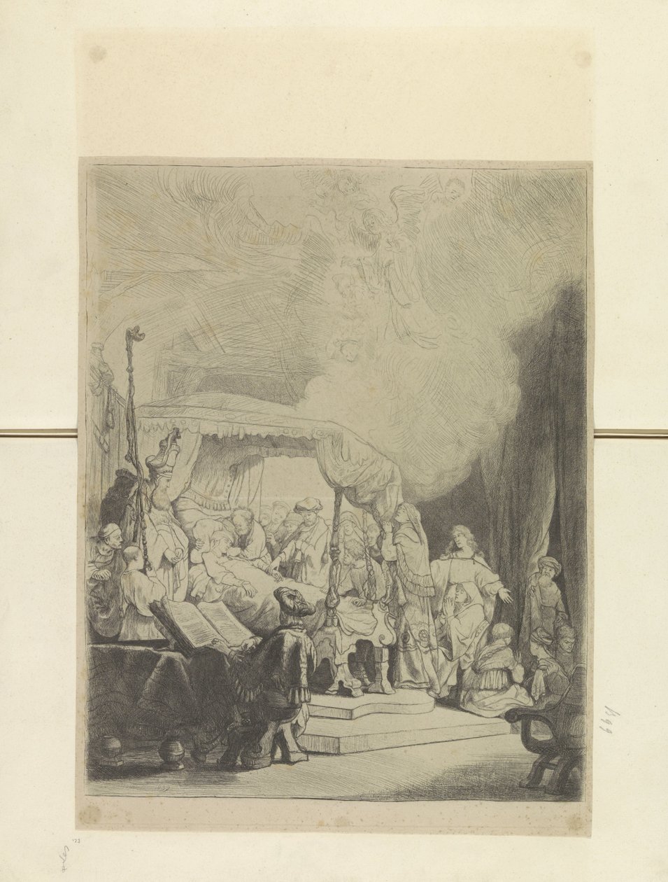 Sterfbed van Maria Samling af 85 originale tryk (serietitel) af Rembrandt van Rijn