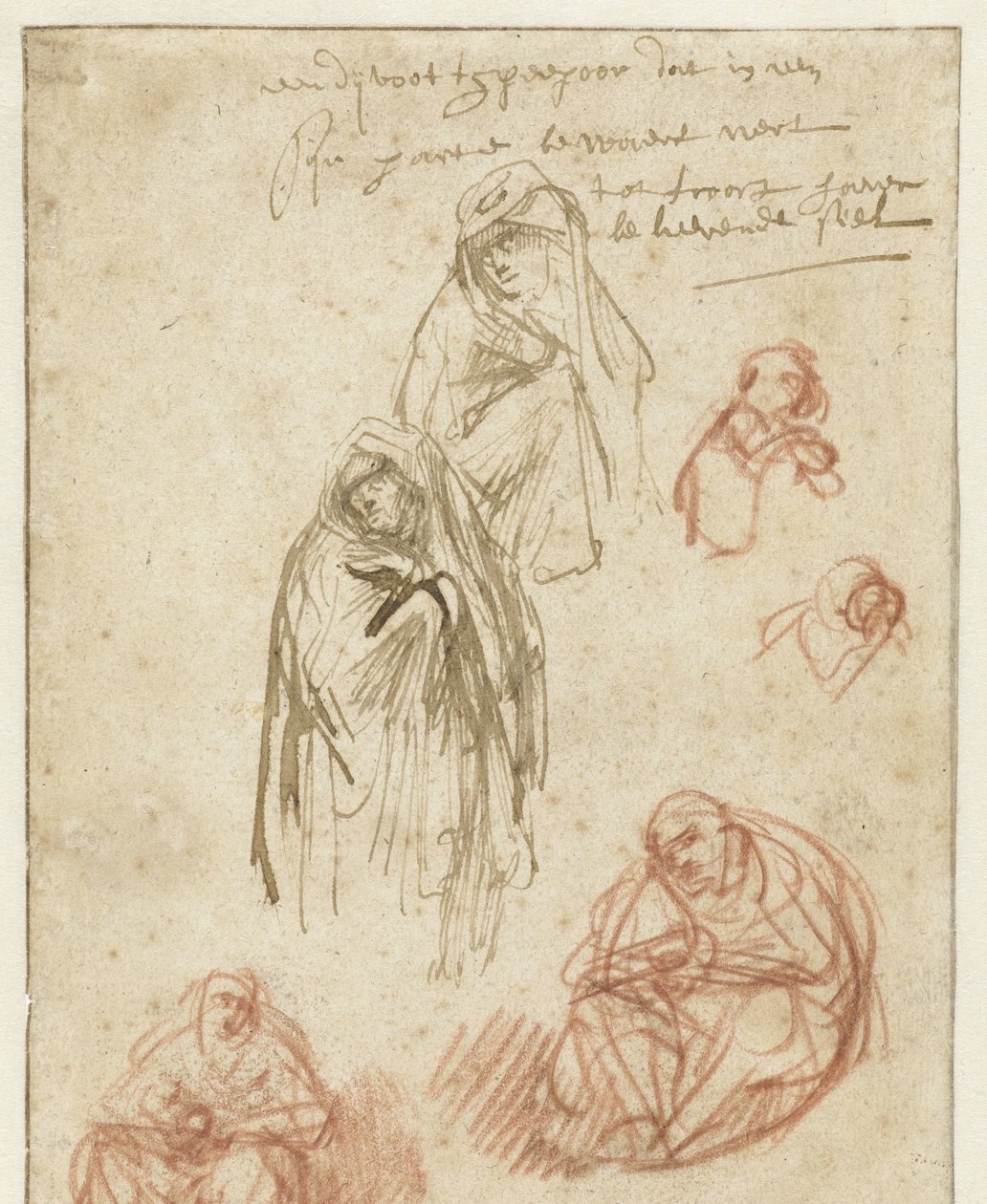 Studier af den sørgende Magdalen og Jomfruen af Rembrandt van Rijn