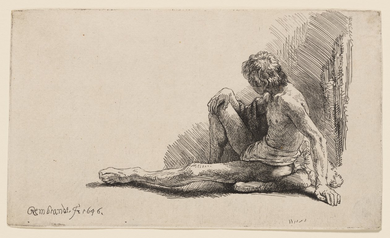 Studie efter nøgenmodel af Rembrandt van Rijn