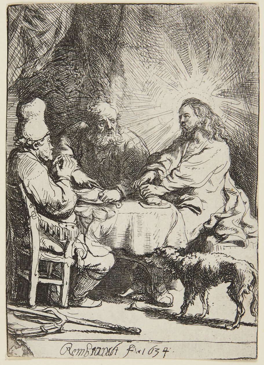 Aftensmad på Emmaus (lille ret) af Rembrandt van Rijn