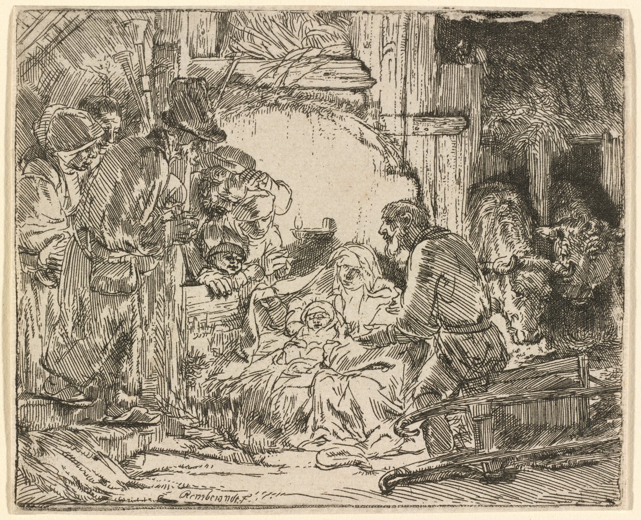 Hyrdernes tilbedelse: med lampen af Rembrandt van Rijn