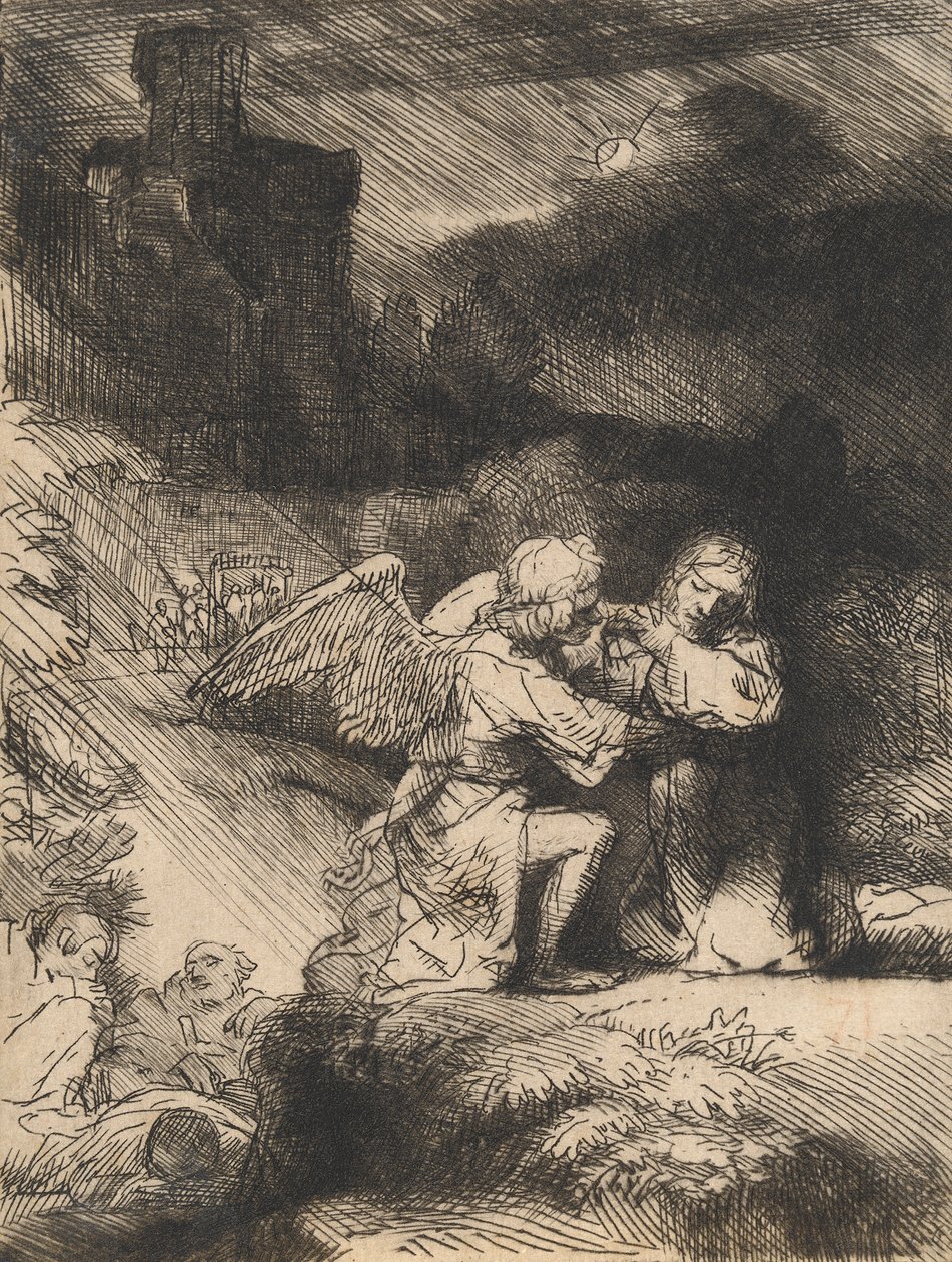 Kvalen i haven, ca. 1657 (ætsning og tørnål) af Rembrandt van Rijn