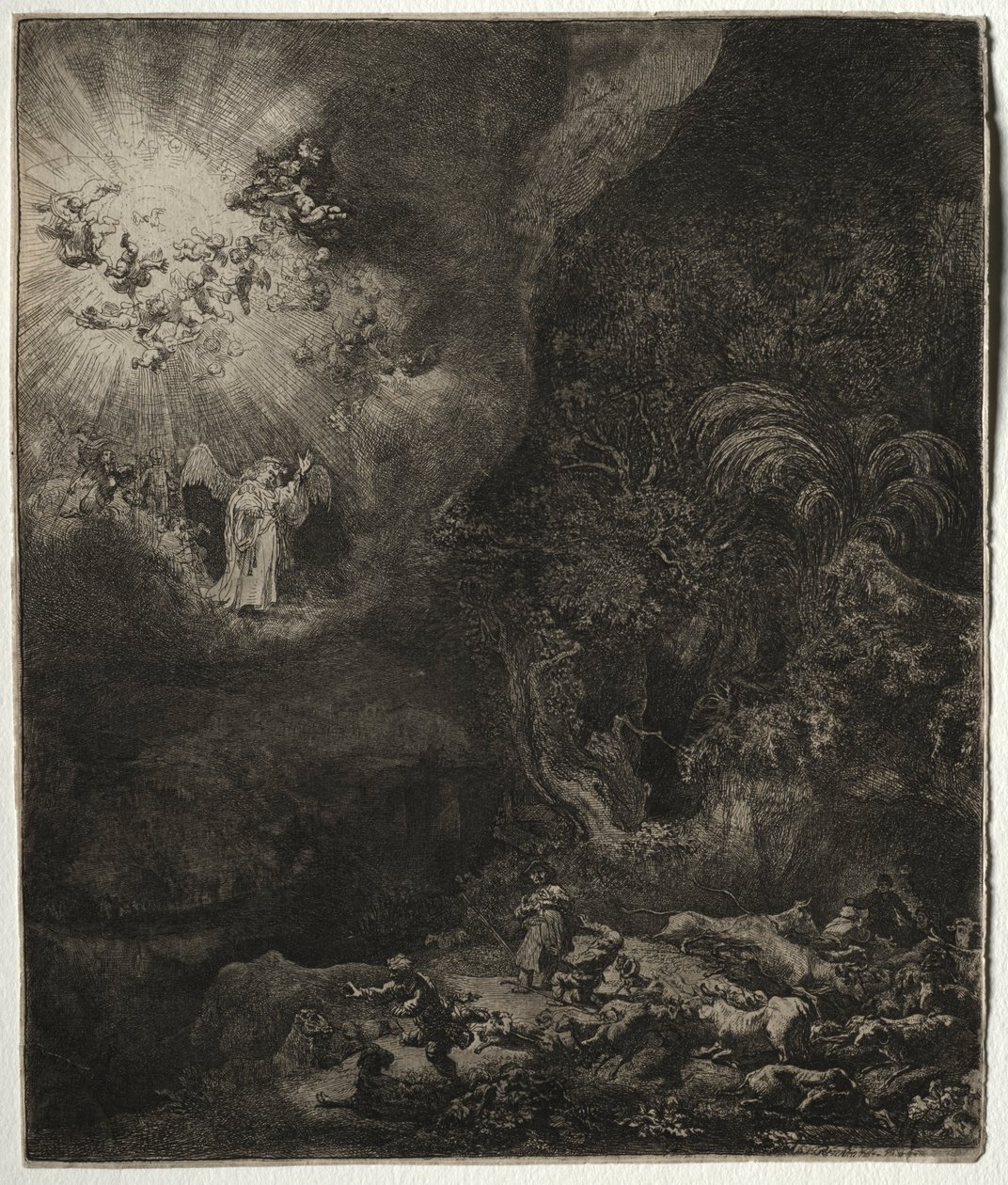Englen, der viser sig for hyrderne, 1634. af Rembrandt van Rijn