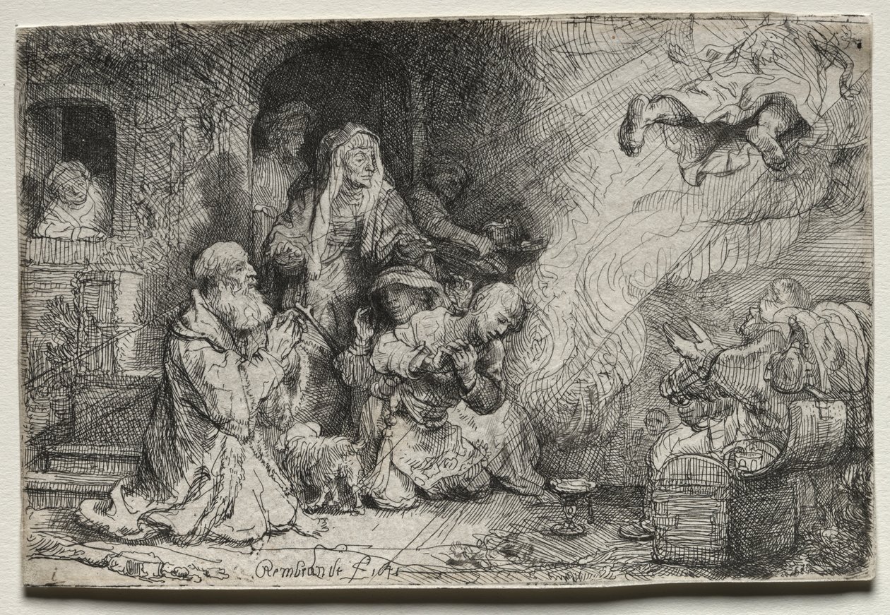 Englen afgår fra Tobits familie af Rembrandt van Rijn