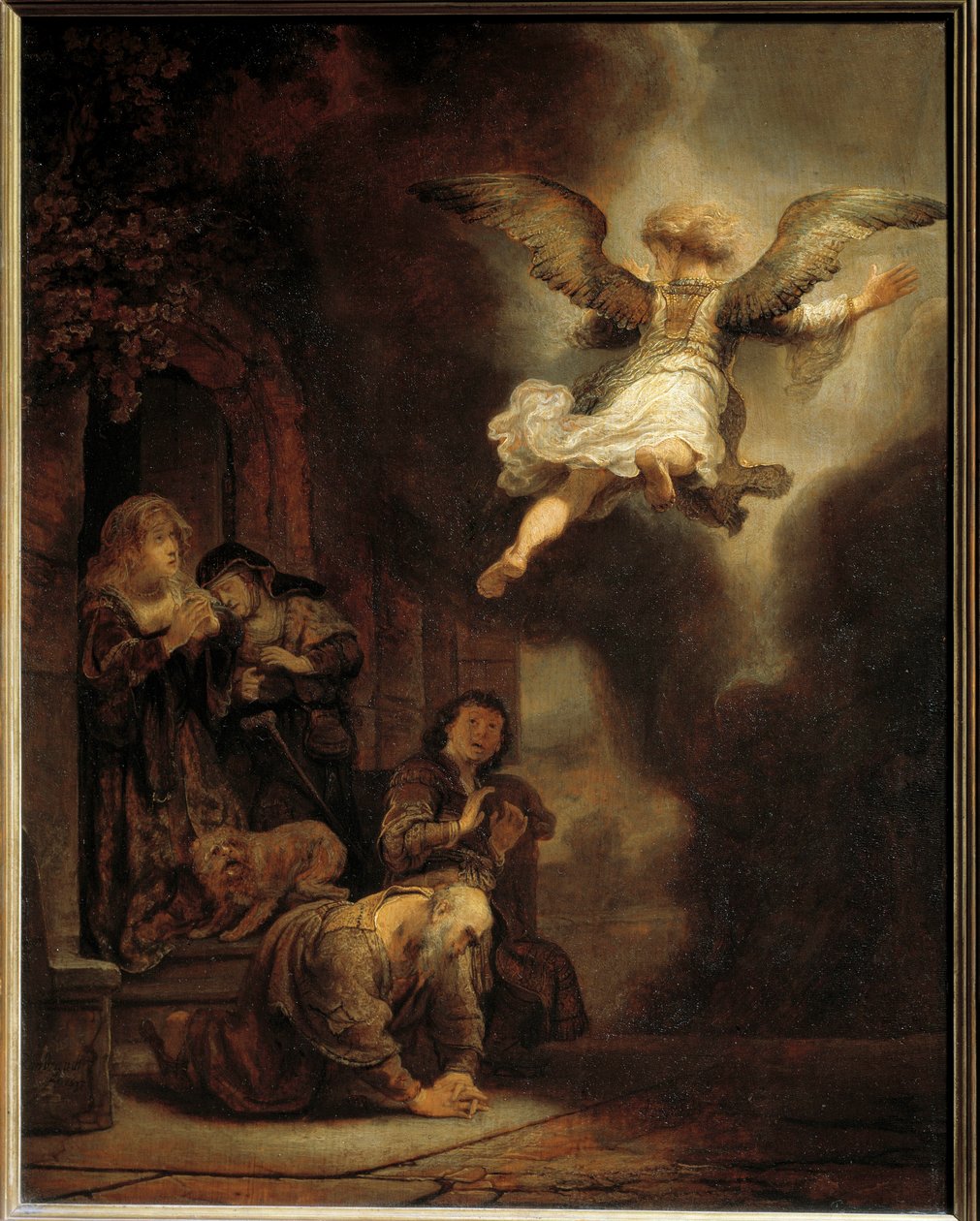 Ærkeenglen Gabriel forlader familien til Tobias. 1637 af Rembrandt van Rijn