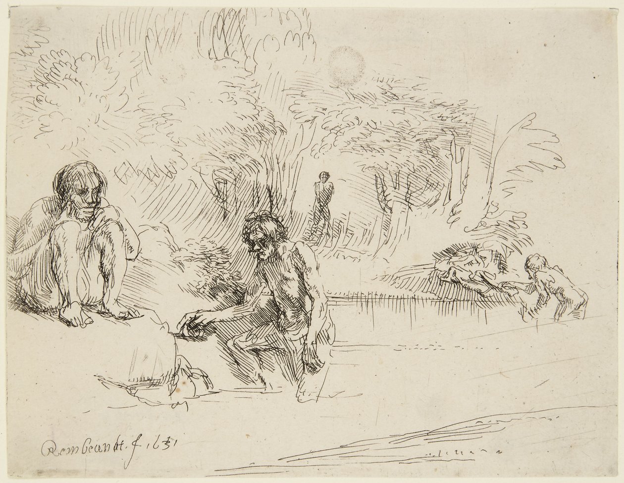 »De badende« (Bartsch 195; Hind 250 II) af Rembrandt van Rijn