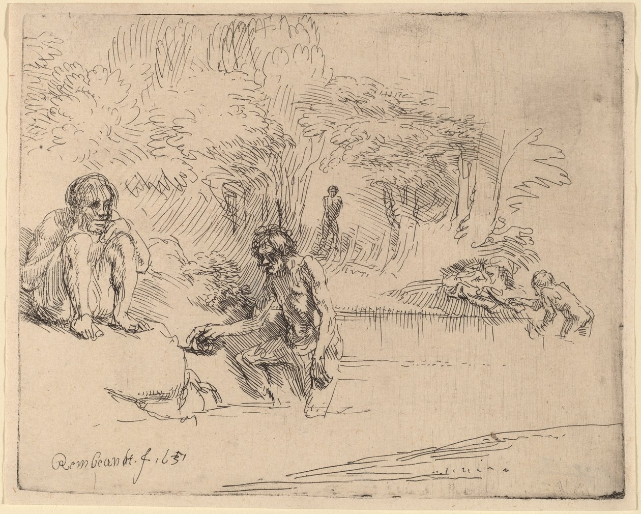 Badegæsterne af Rembrandt van Rijn