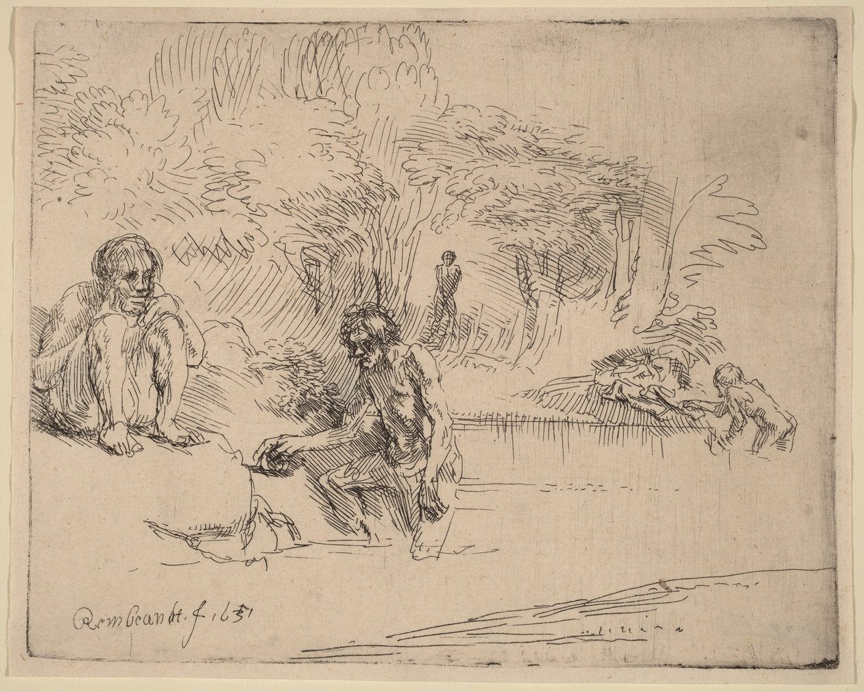Badegæsterne af Rembrandt van Rijn