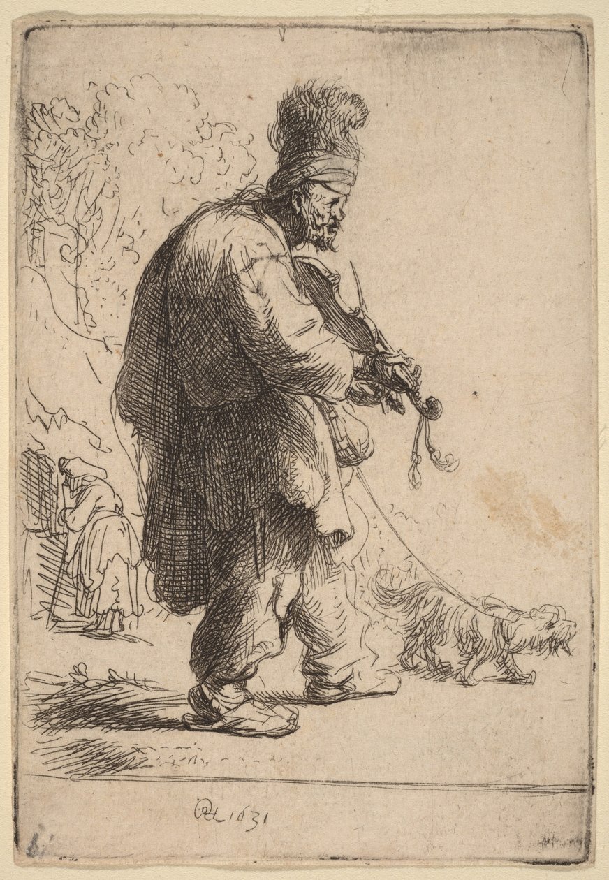Den blinde violinist af Rembrandt van Rijn