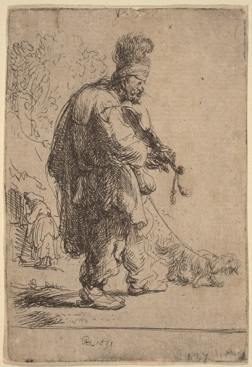 Den blinde violinist af Rembrandt van Rijn