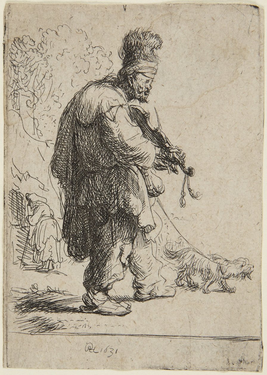 Den blinde violinist af Rembrandt van Rijn