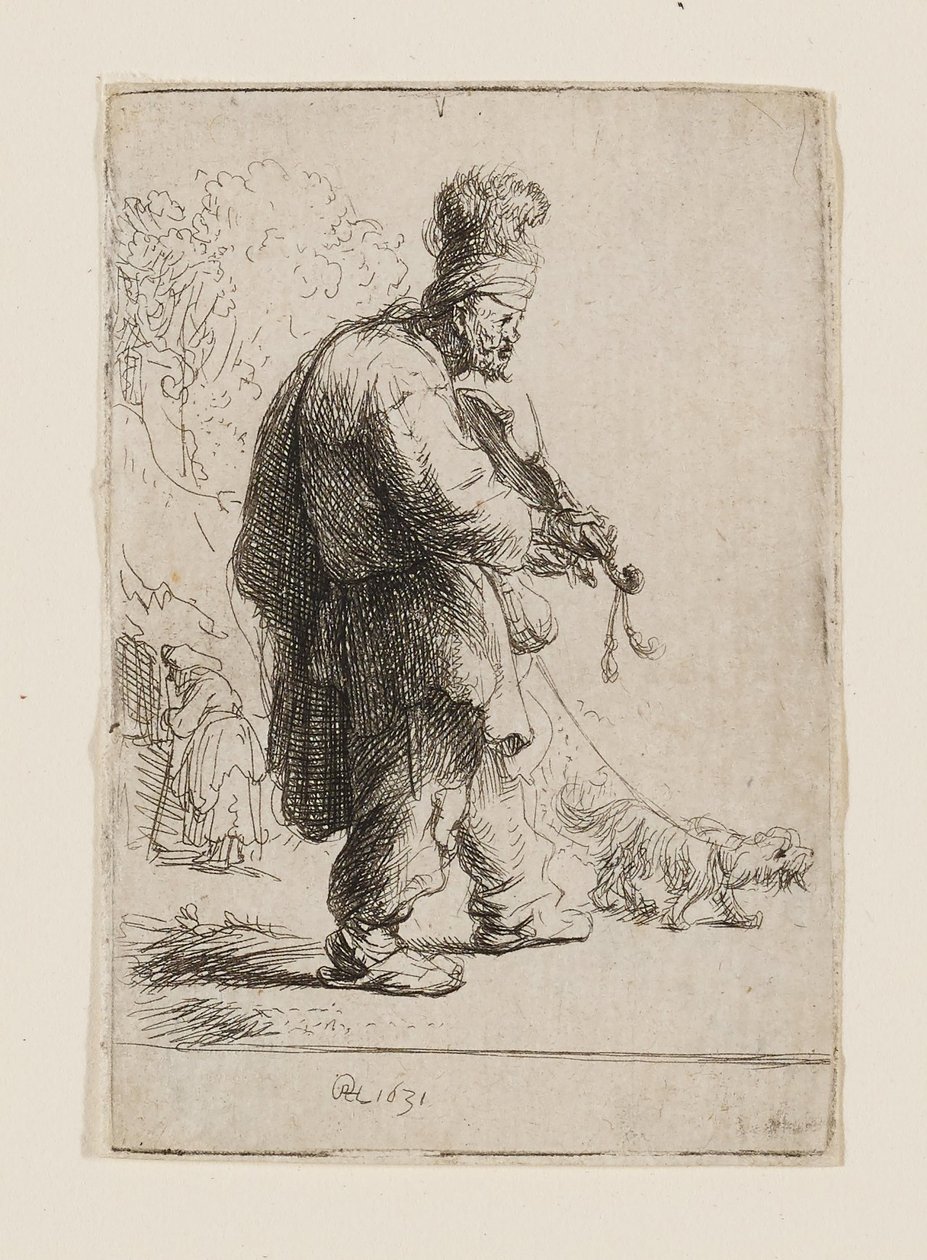 Den blinde violinist af Rembrandt van Rijn
