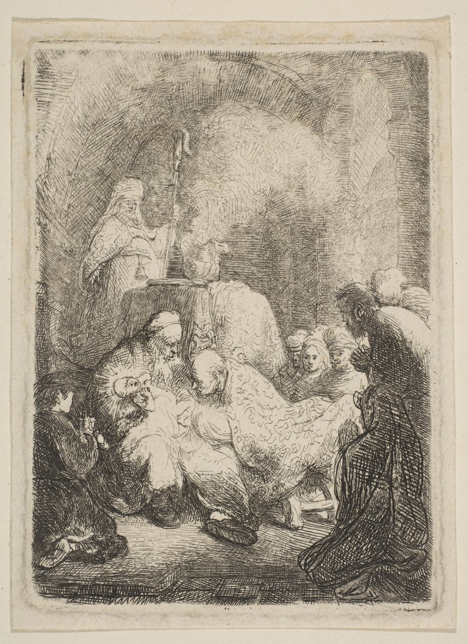 Omskæringen: Lille tallerken, ca. 1630. af Rembrandt van Rijn